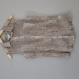 Liz Claiborne Sheer Skinskin Print Sleeveless Button Down